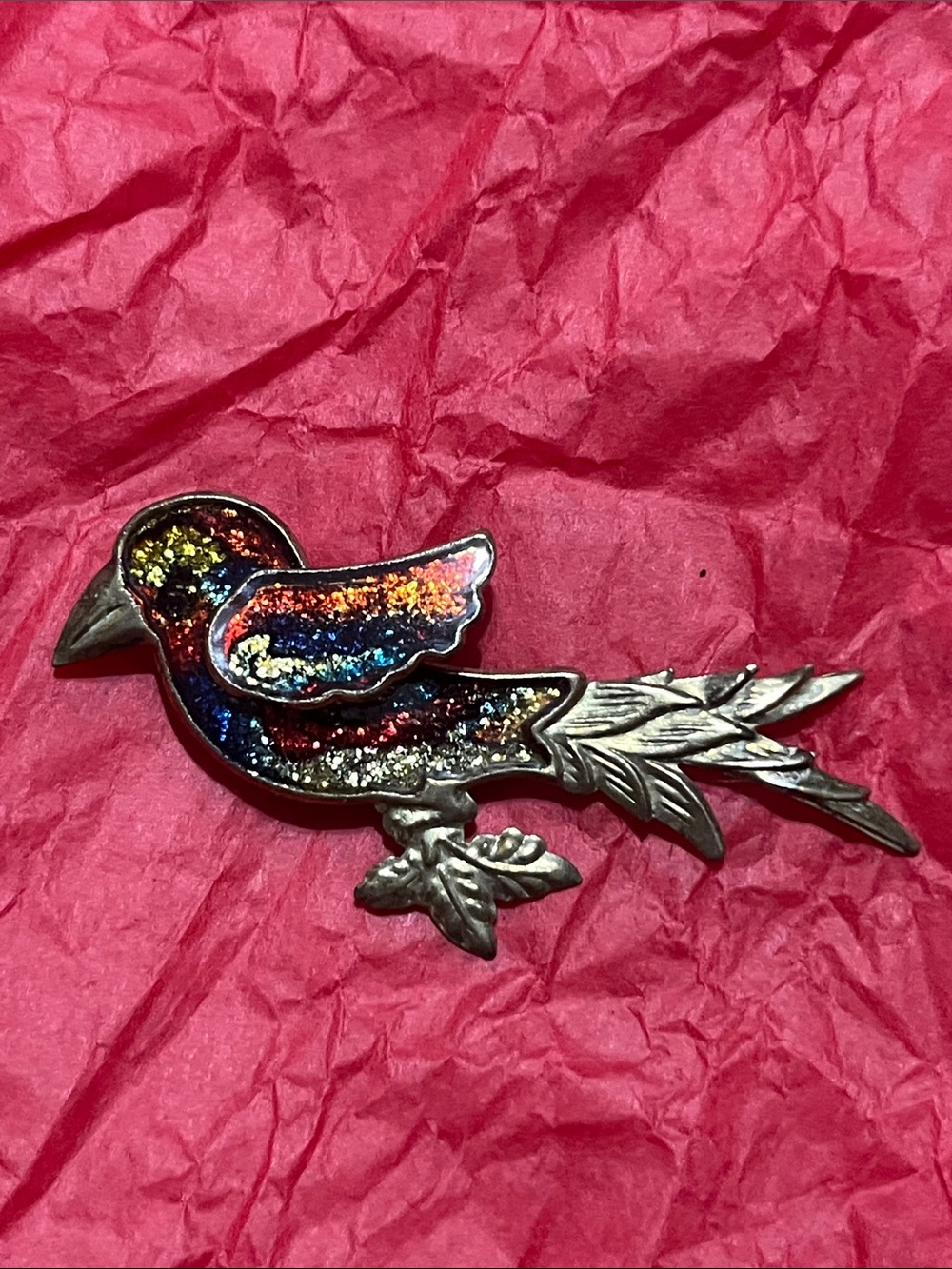 Vintage French style Glitter enamel Bird Brooch - Decorative Pet-Inspired Pin